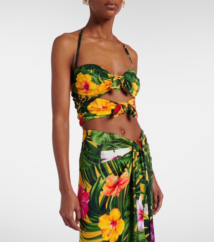 Dolce & Gabbana Cutout floral halterneck crop top