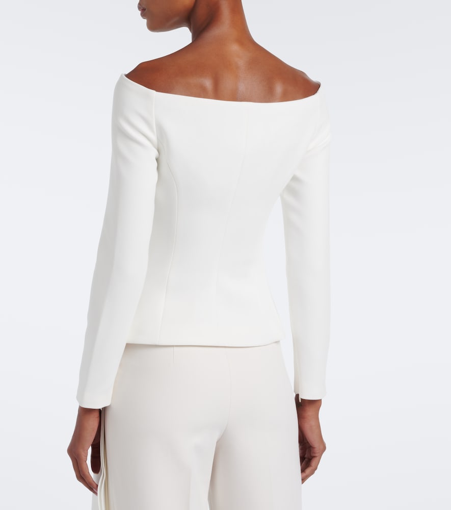 Asymmetric Off-Shoulder Crêpe Jacket