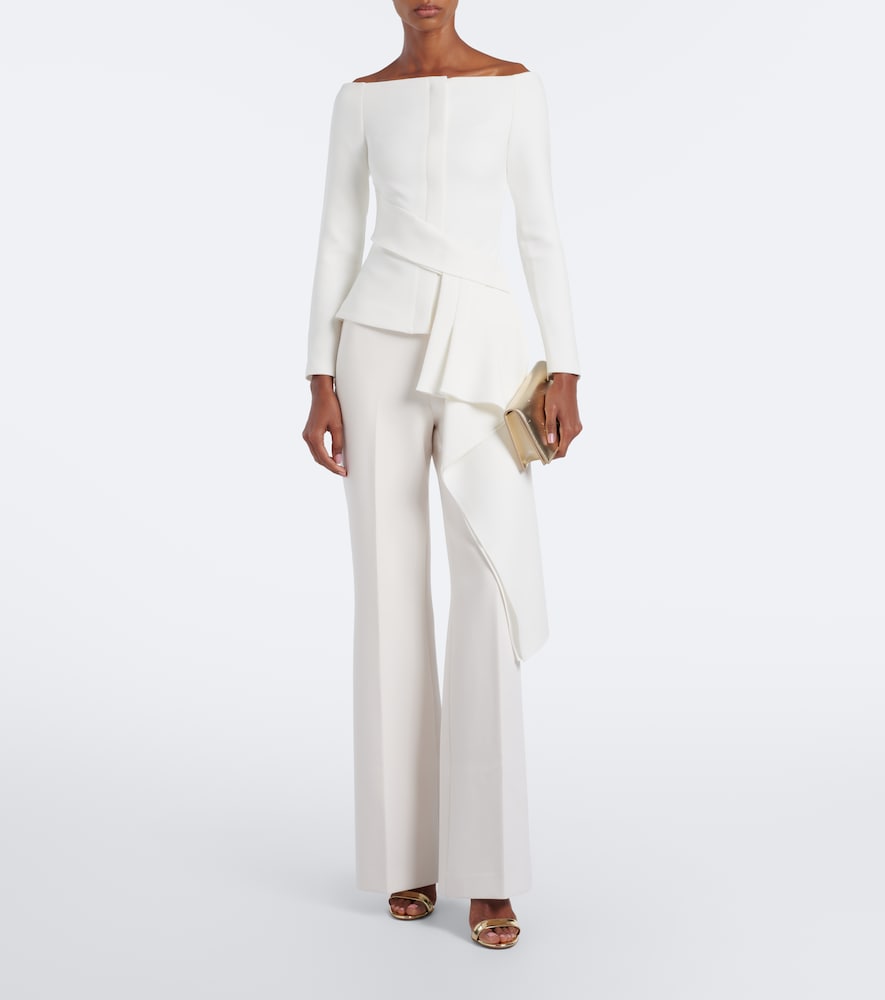Asymmetric Off-Shoulder Crêpe Jacket