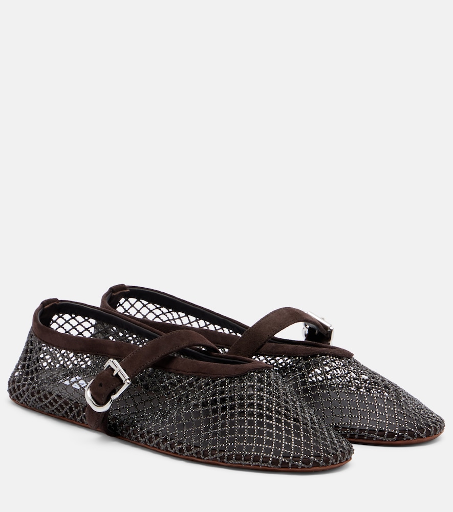 Alaïa Embellished Fishnet Mary Jane Flats