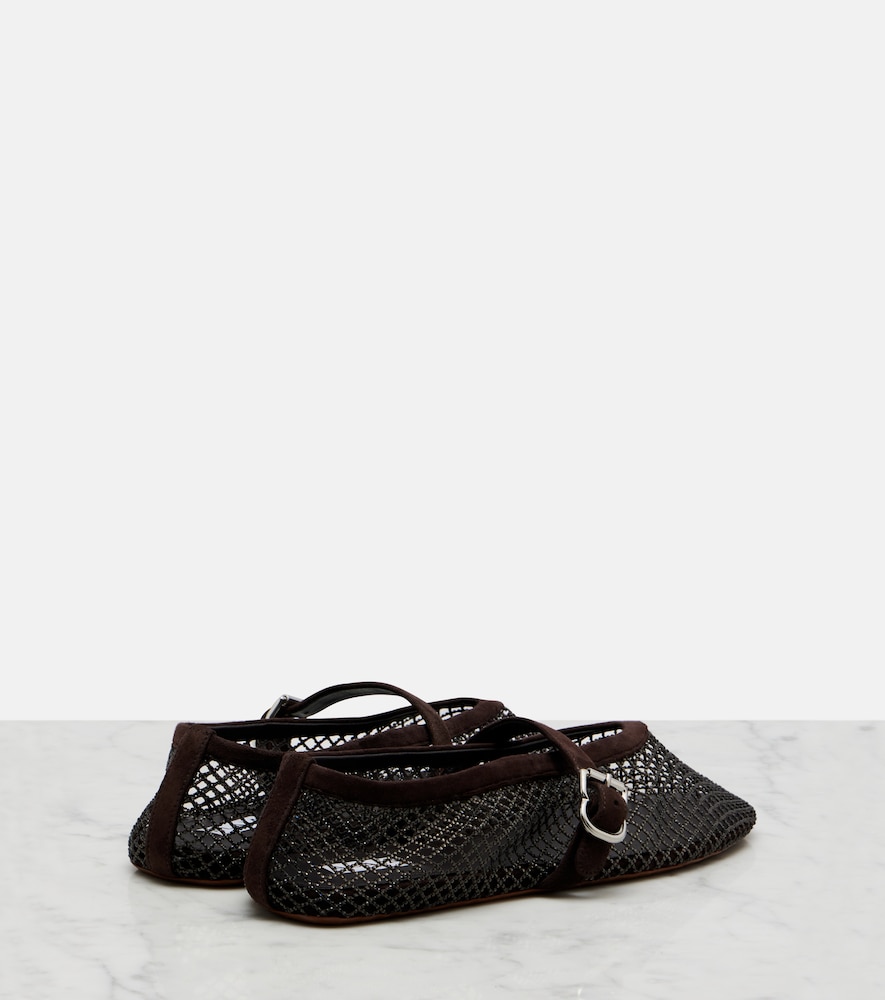  Alaia Alaã¯a Embellished Fishnet Mary Jane Flats 