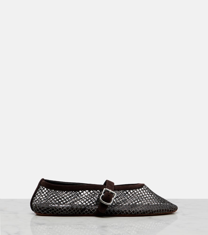  Alaia Alaã¯a Embellished Fishnet Mary Jane Flats 