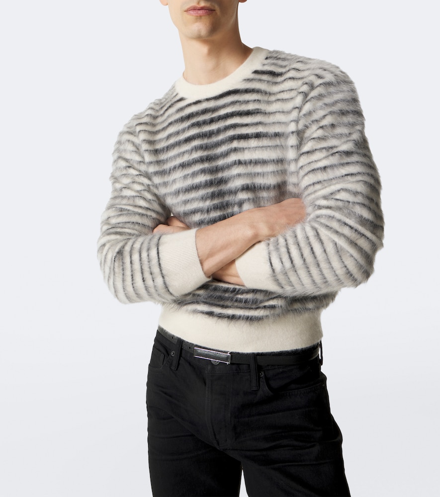 Striped Mohair, Wool, And Silk-Blend Sweater