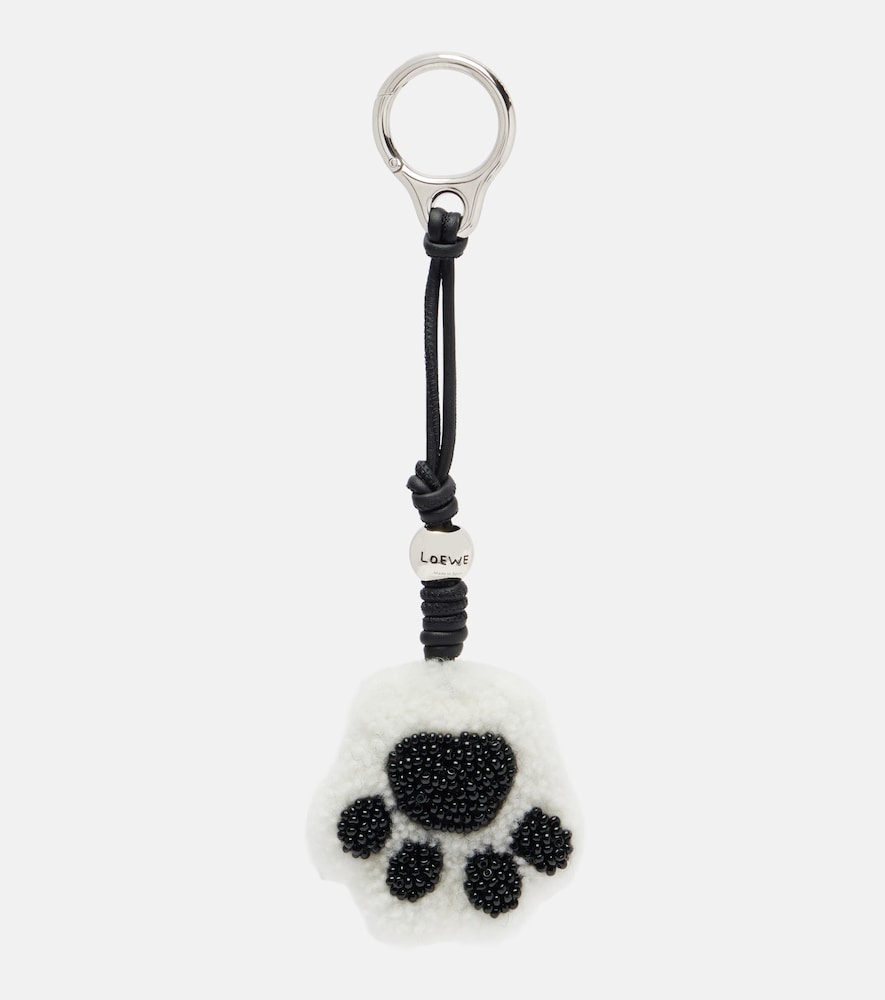 Charm per borsa Paw in shearling e pelle