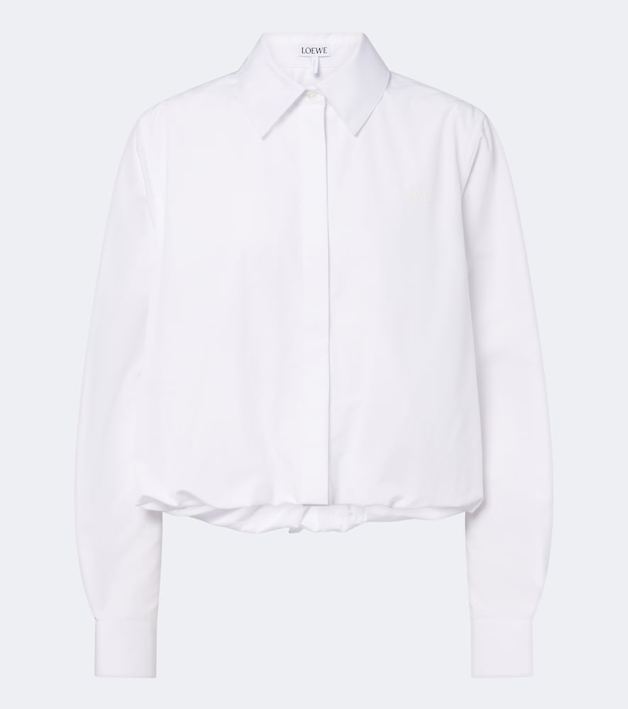 Camicia cropped in popeline di cotone