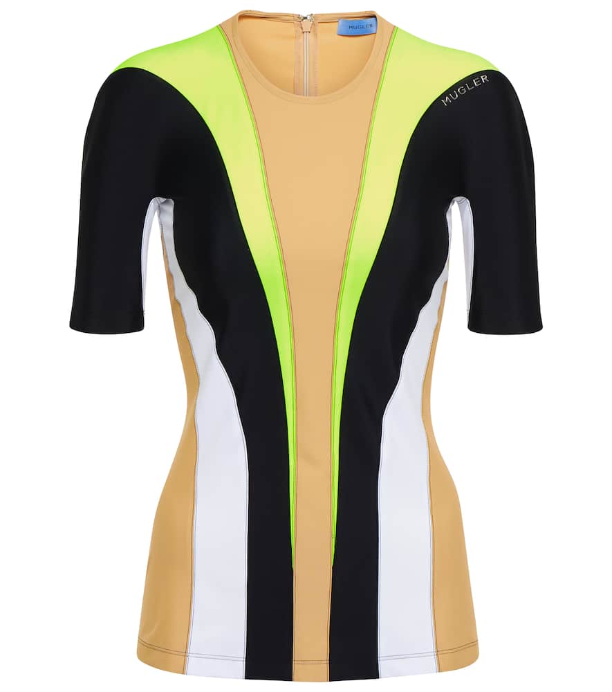 Mugler Logo striped top