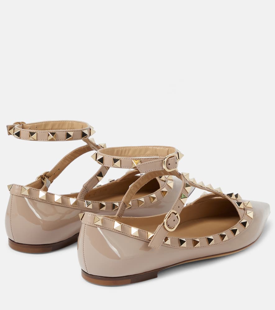 Valentino Rockstud Caged Patent Flat In Pink