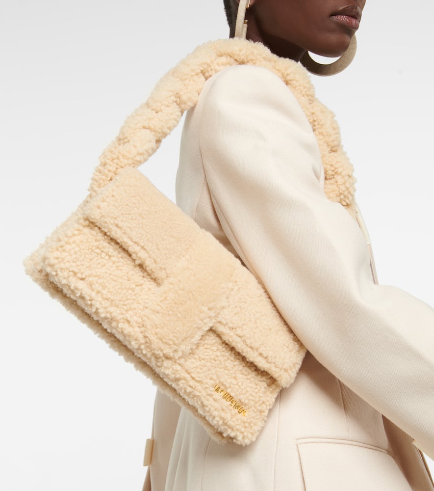 Jacquemus Le Bambidou Shearling Shoulder Bag In Ivory
