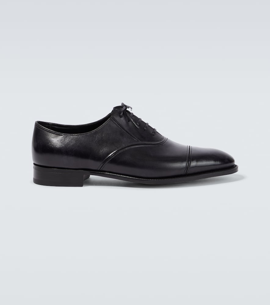 Shop John Lobb Moorgate Leather Derby Shoes In Black