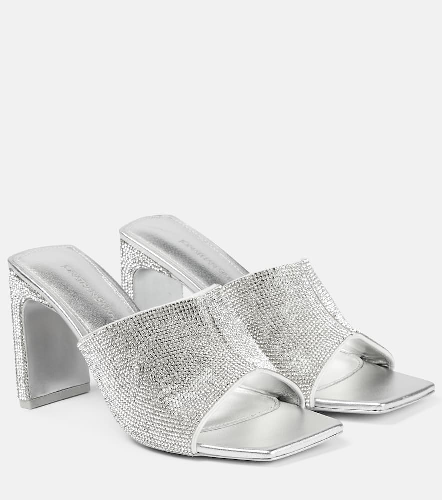 Simkhai Women's Asia 90mm Crystal-embellished Leather Mules In Silver