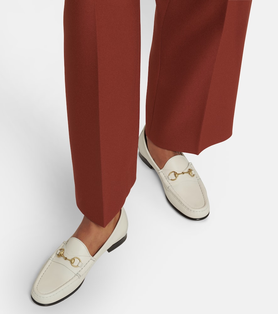 Shop Gucci Horsebit 1953 Leather Loafers In Mystic Whi