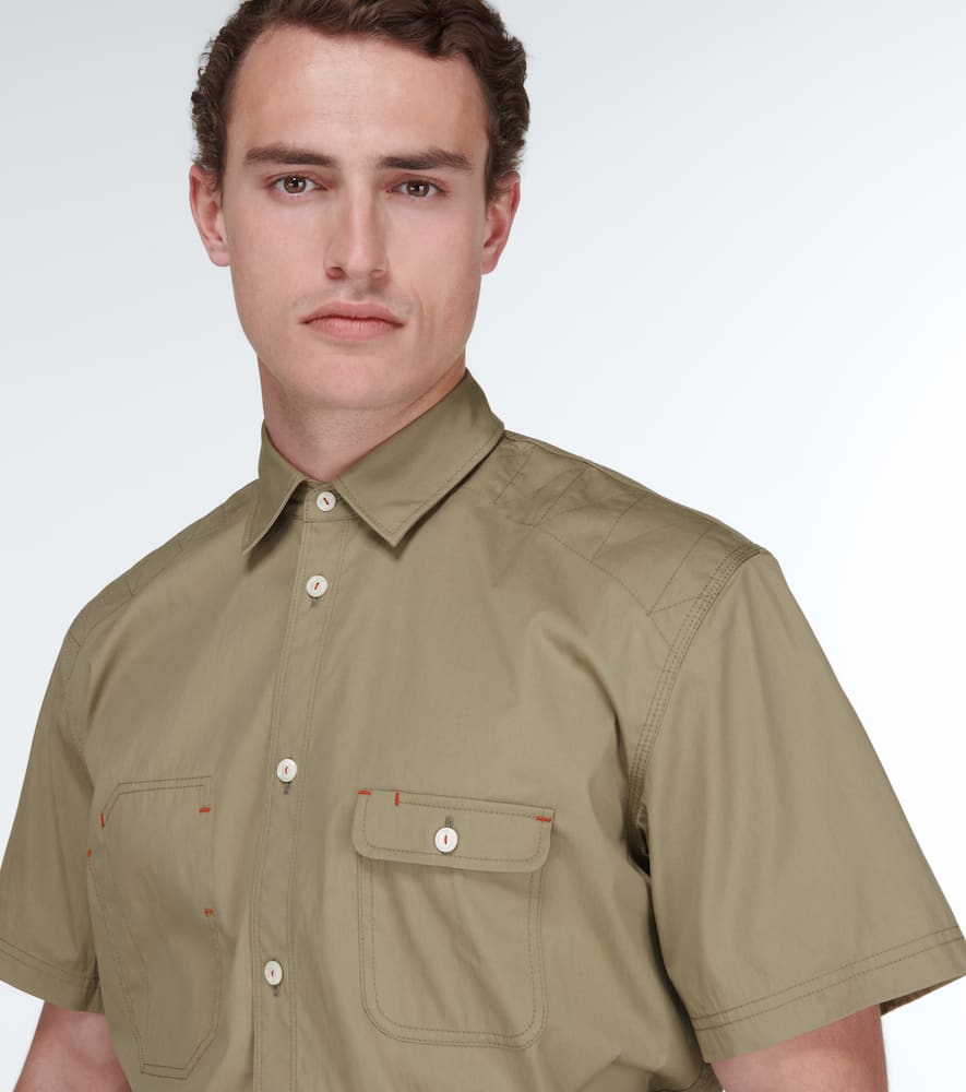 Shop Junya Watanabe Cotton-blend Poplin Shirt In Khaki