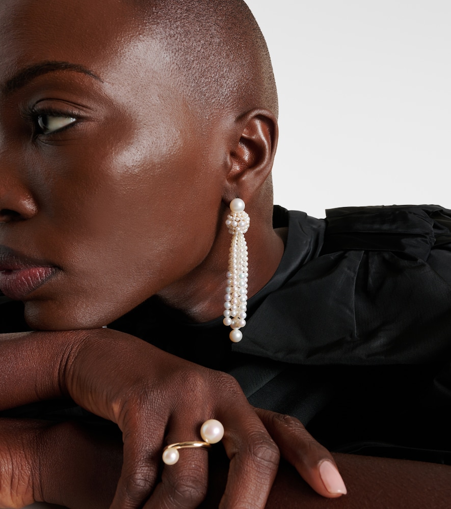 Sophie Bille Brahe Colonna Grande 18kt gold drop earrings with freshwater pearls