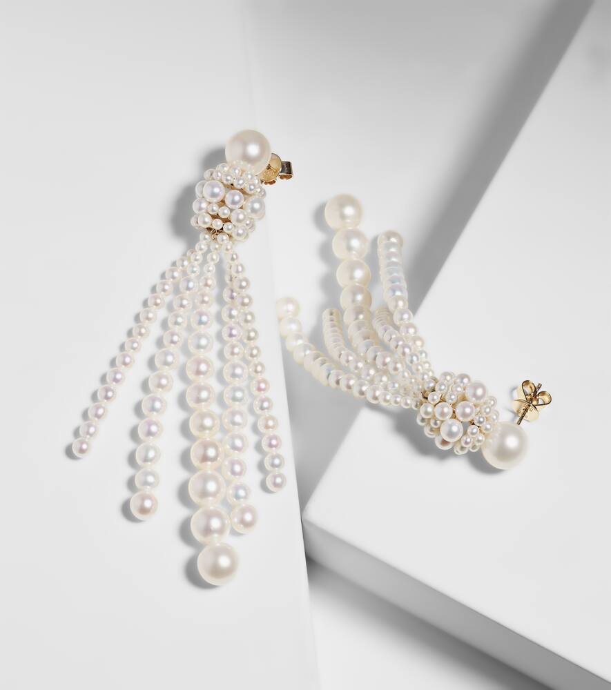 Sophie Bille Brahe Colonna Grande 14kt Gold Earrings With Pearls In Gold