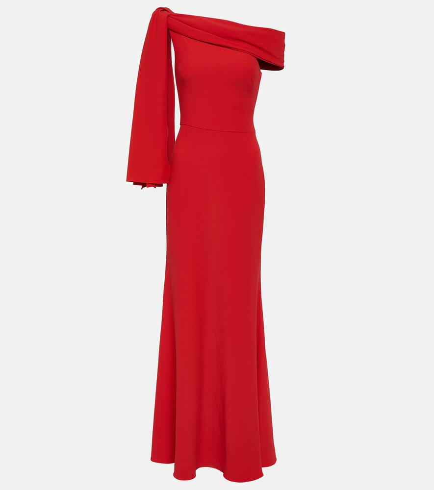 Alexander Mcqueen Knot Drape Off-the-shoulder Crepe Trumpet Gown In Red