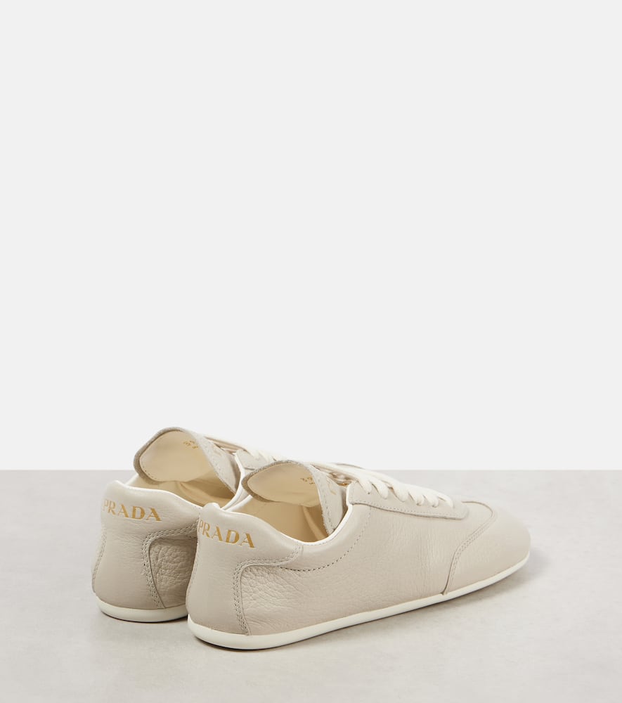 Prada Logo-print Leather Sneakers In Grey