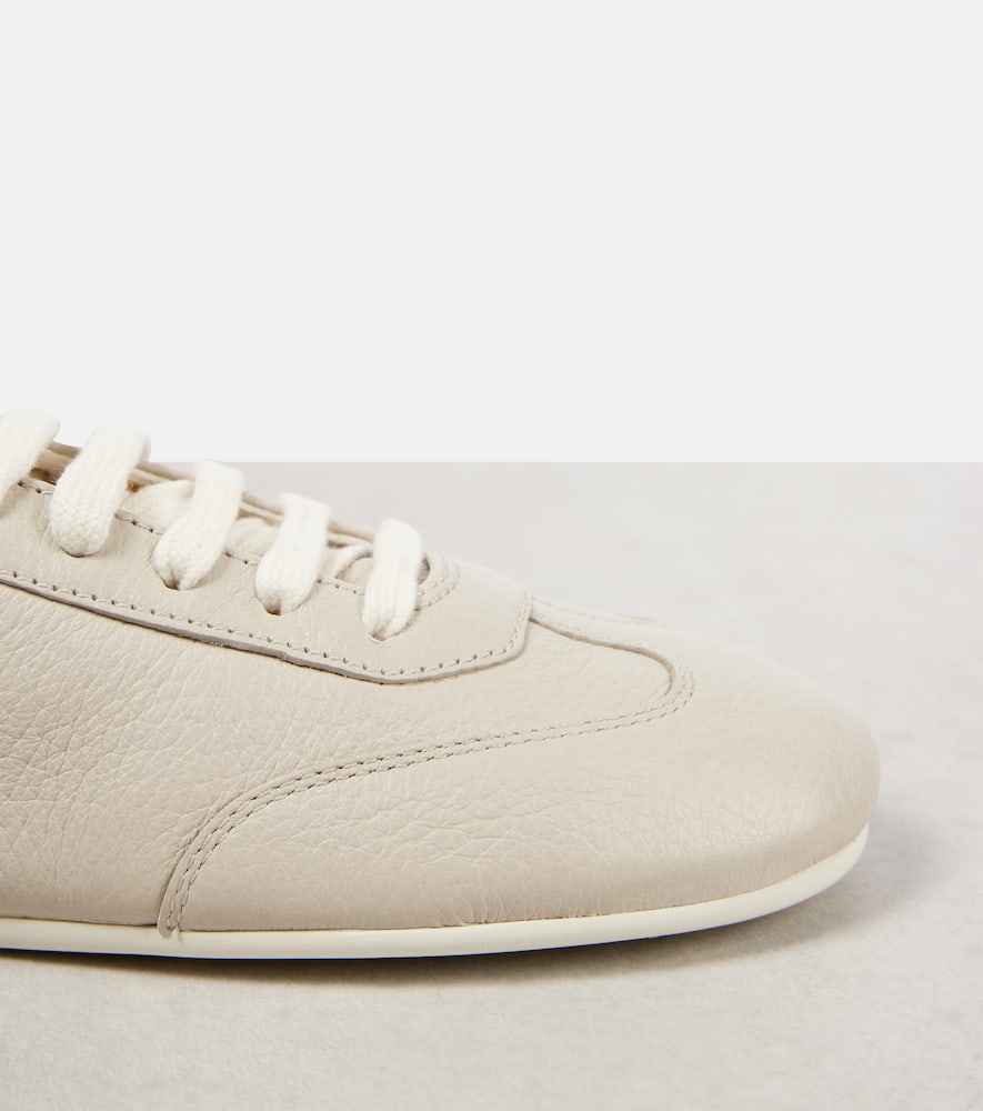 Prada Logo-print Leather Sneakers In Grey