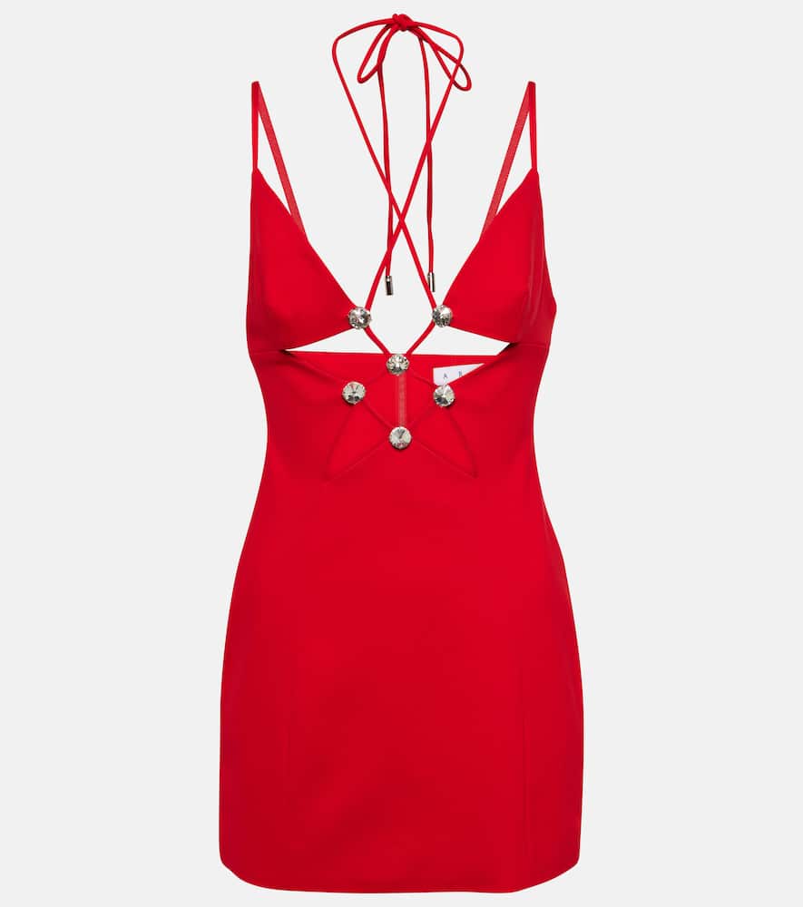 Area Cutout embellished jersey minidress