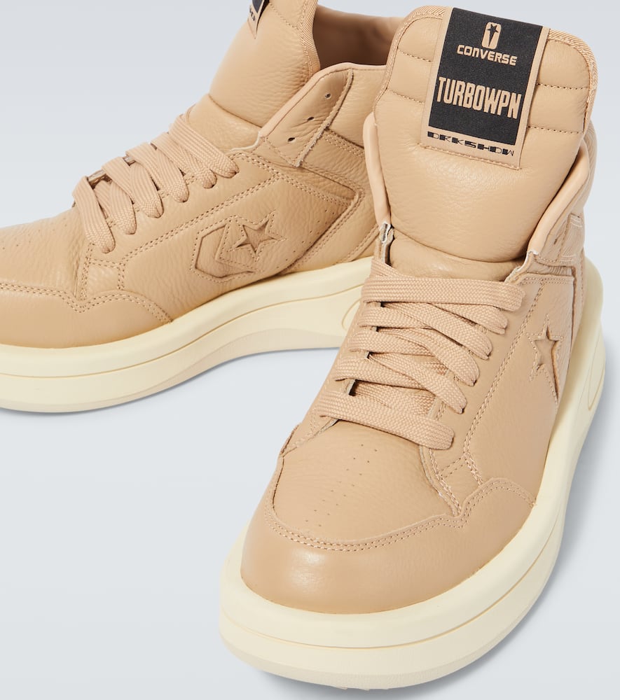 Rick Owens X Converse Turbowpn Leather High-top Sneakers In Neutral