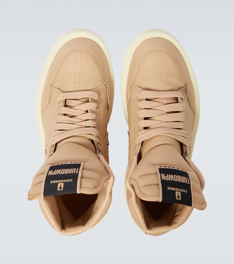 Rick Owens X Converse Turbowpn Leather High-top Sneakers In Neutral