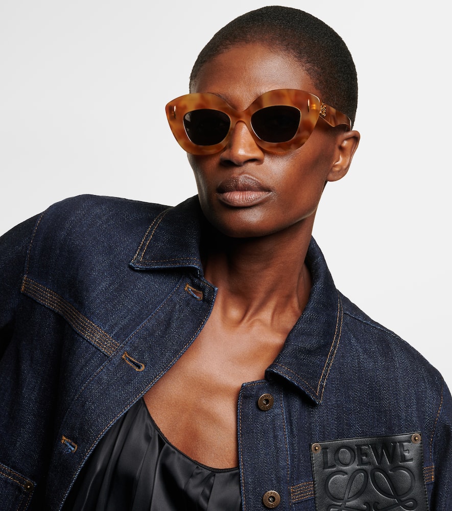 Shop Loewe Retro Screen Cat-eye Sunglasses In Yellow