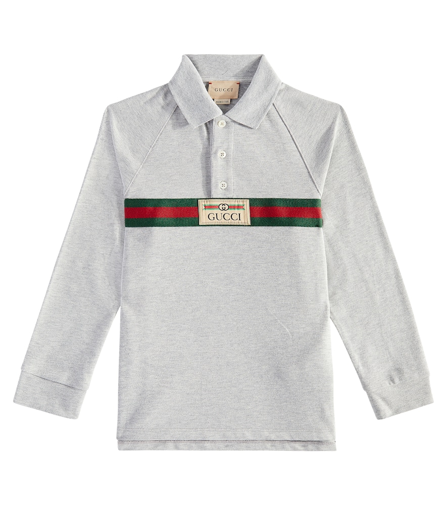 Gucci Kids Web cotton-blend polo sweater