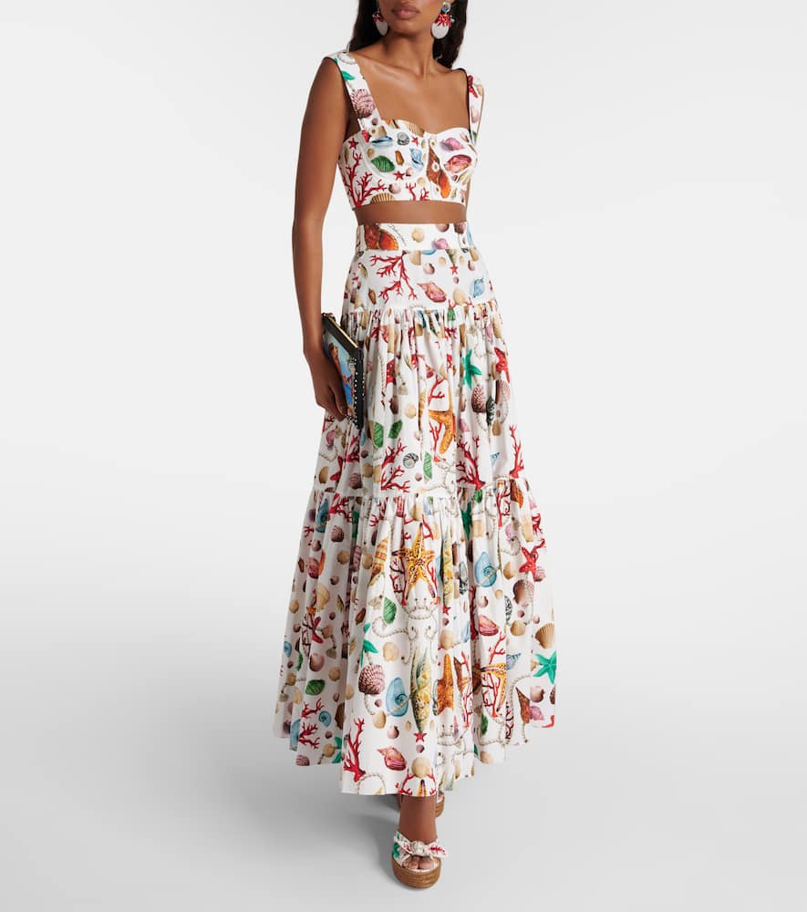 Dolce & Gabbana Capri Printed Cotton Crop Top In Multicoloured