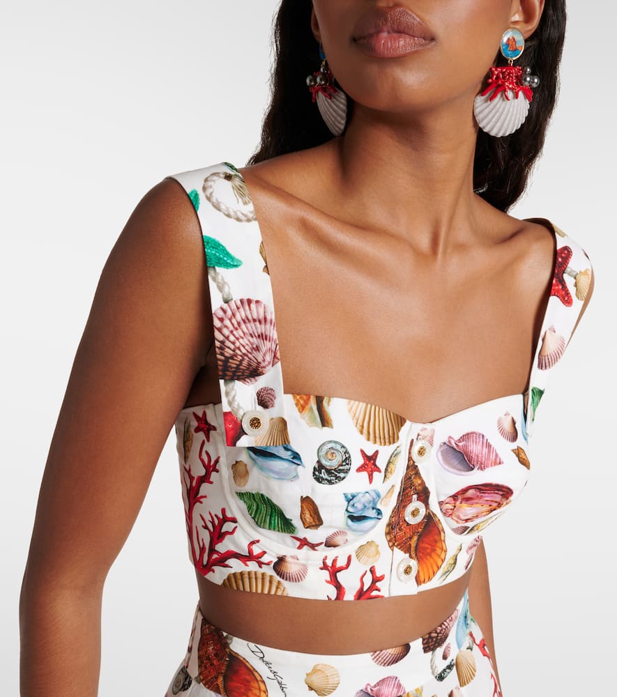 Dolce & Gabbana Capri Printed Cotton Crop Top In Multicoloured