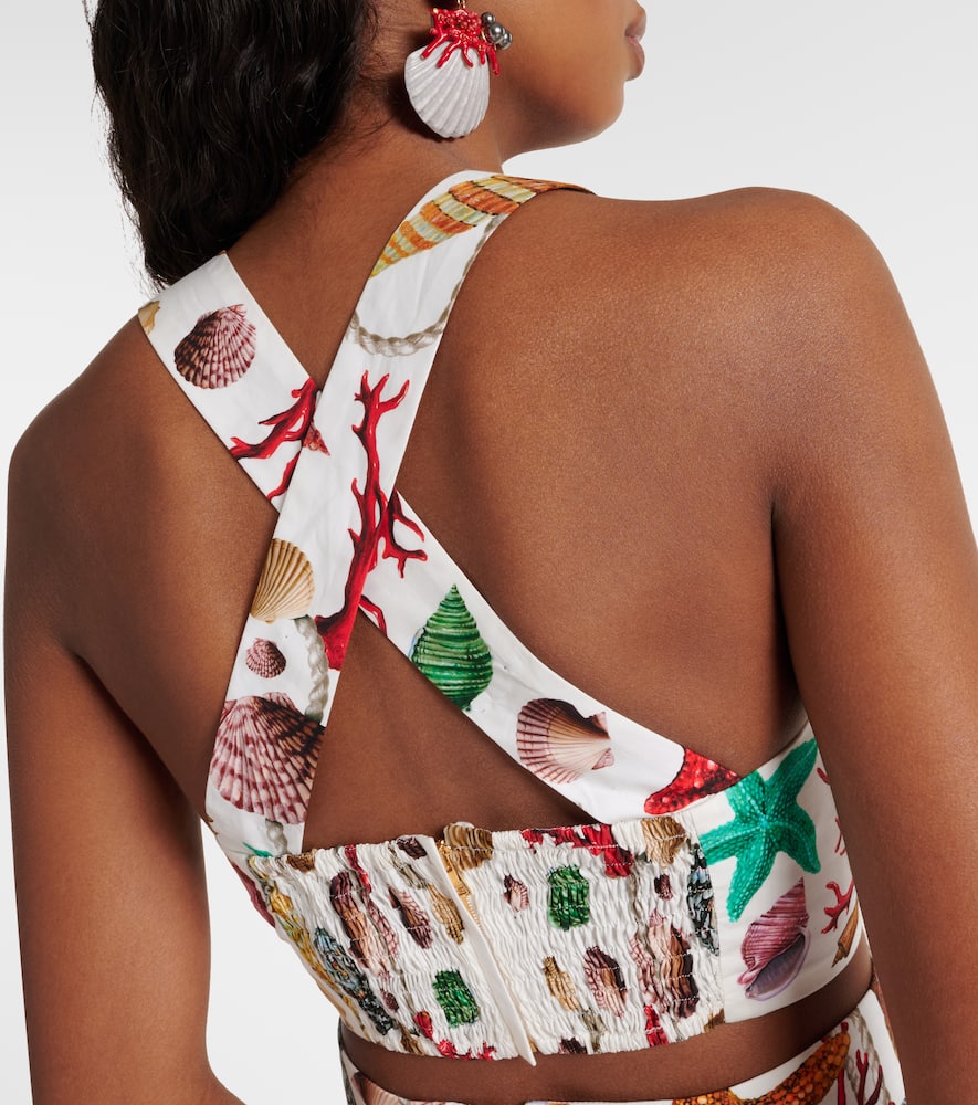 Dolce & Gabbana Capri Printed Cotton Crop Top In Multicoloured