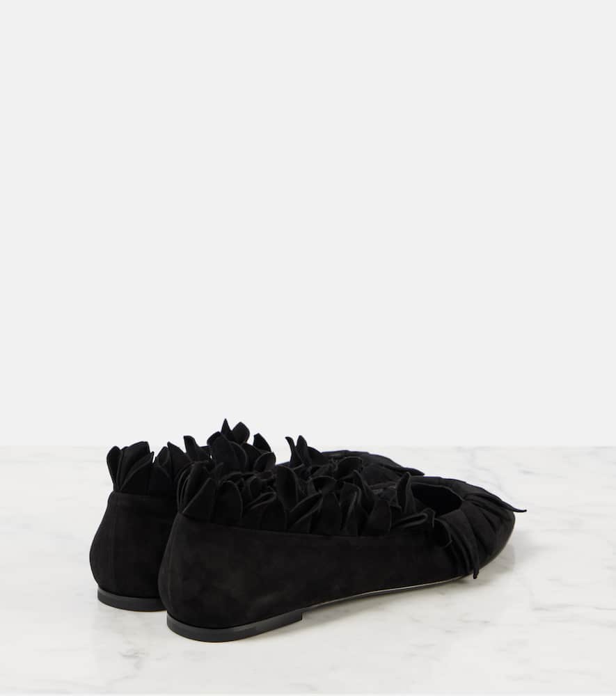 Alaïa Petal Suede Ballet Flats In Schwarz