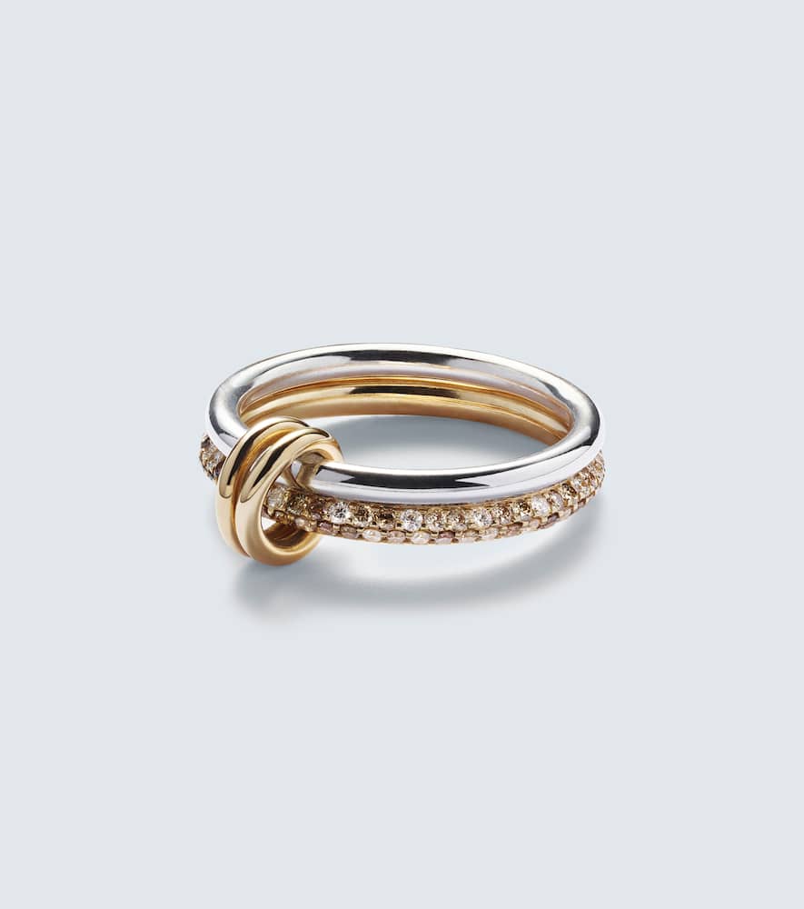 Virgo Petite 18kt gold and sterling silver ring with diamonds