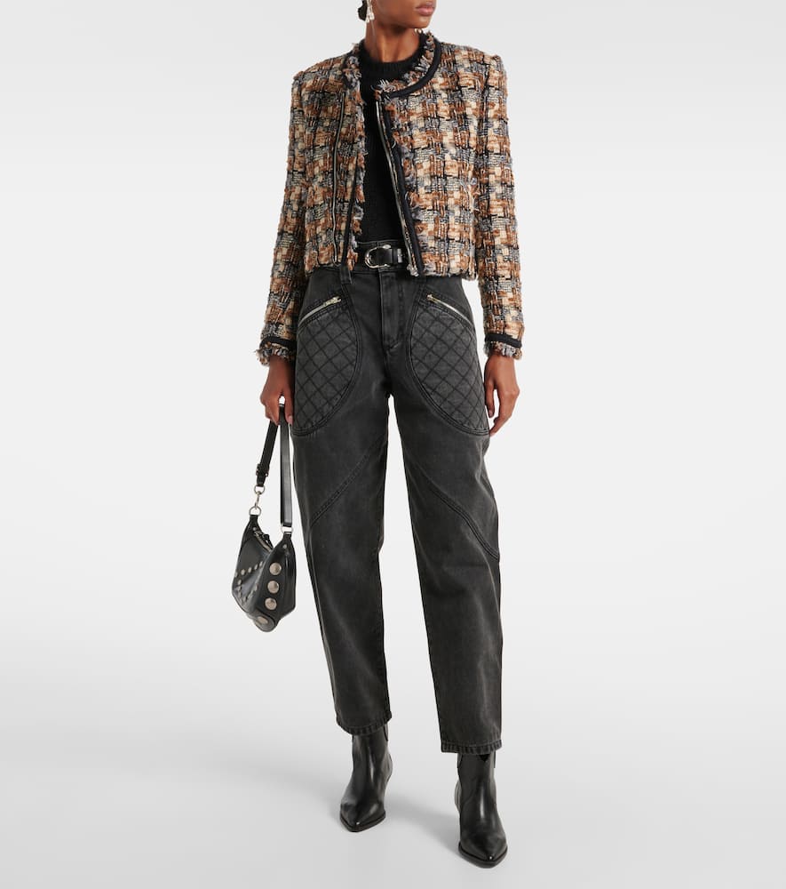 Isabel Marant Catarina Quilted High-rise Tapered Jeans In Black