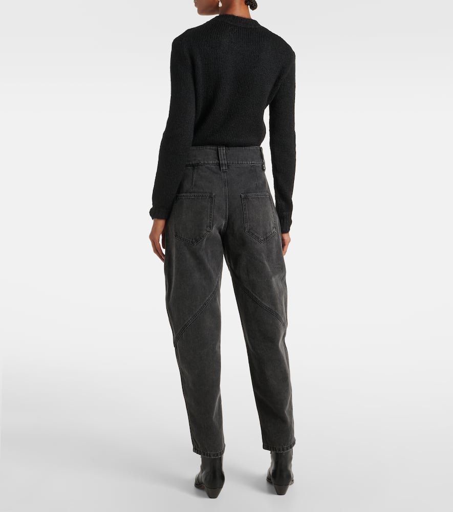 Isabel Marant Catarina Quilted High-rise Tapered Jeans In Black