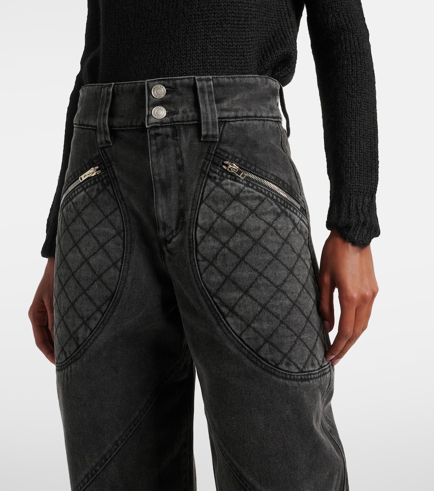 Isabel Marant Catarina Quilted High-rise Tapered Jeans In Black