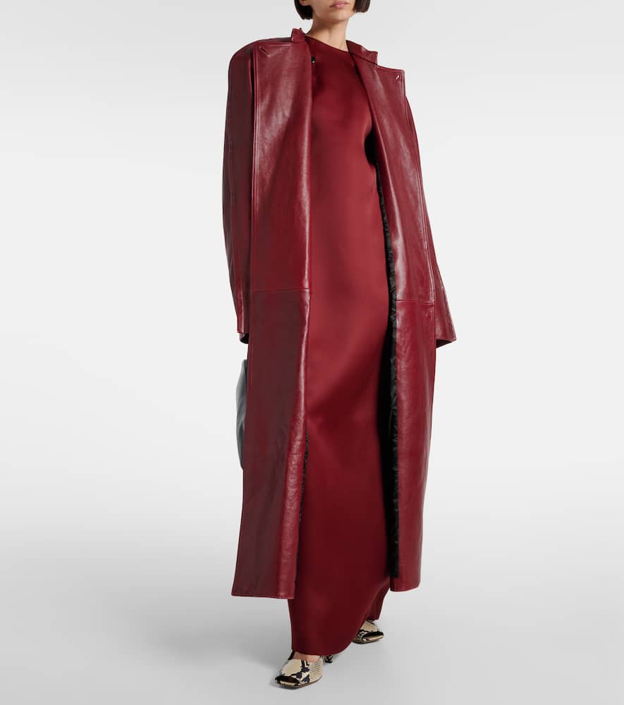 Khaite Lohan Silk Satin Long Dress In Red