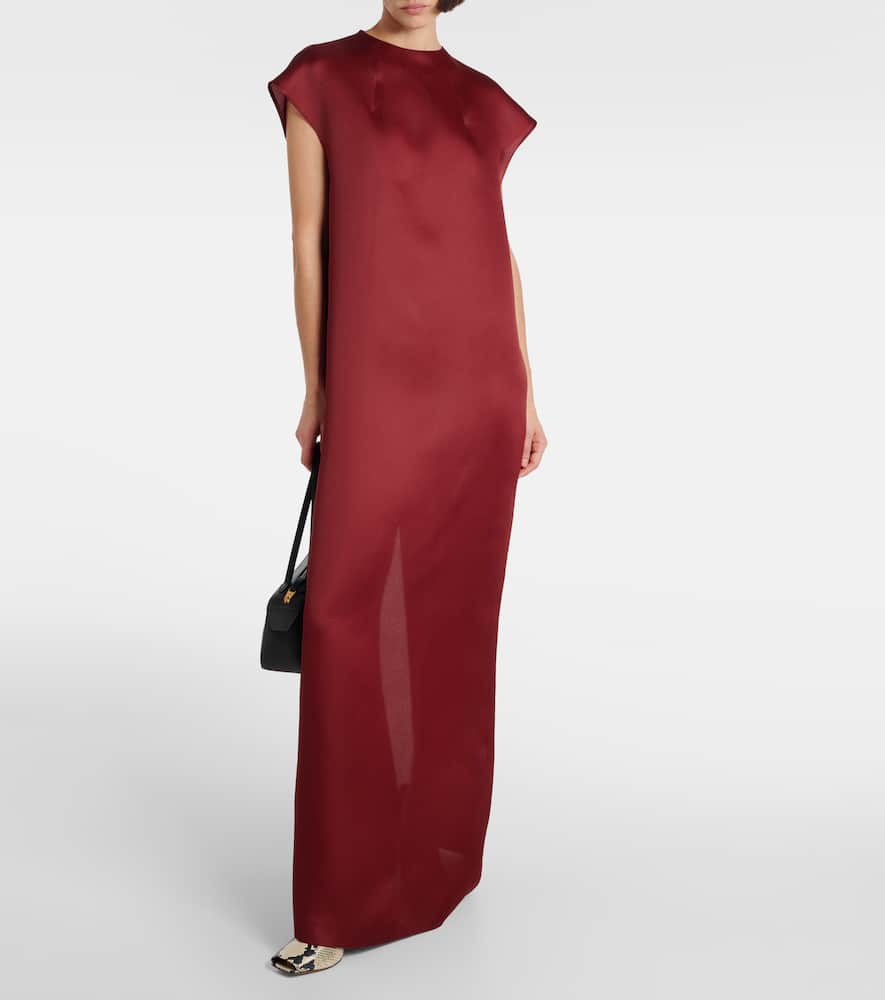 Khaite Lohan Silk Satin Long Dress In Red