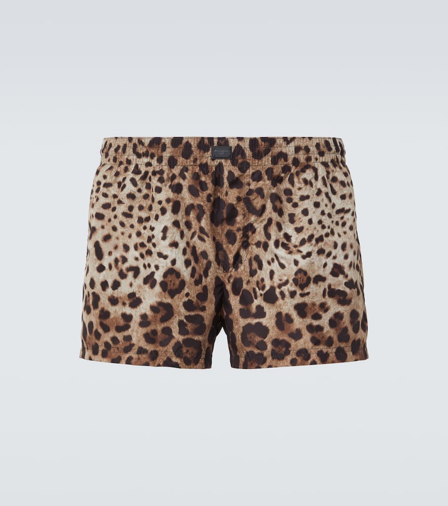 Dolce & Gabbana Leopard-print Swim Trunks In Multicoloured