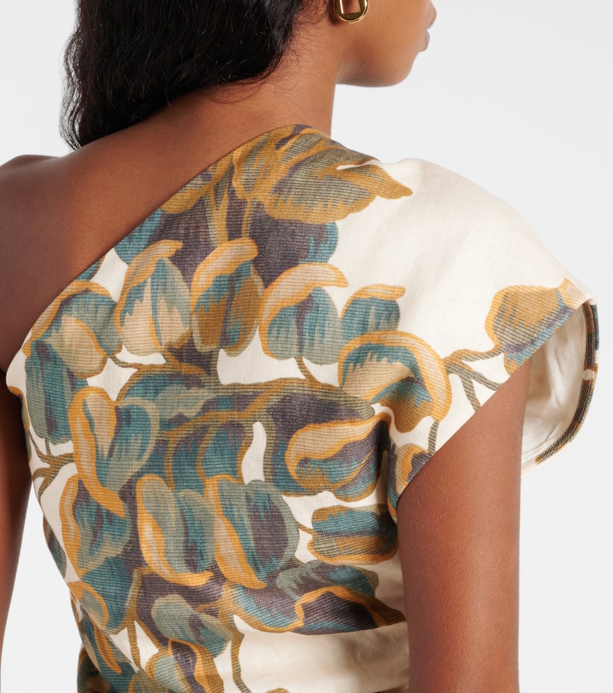 SIR BELLETTO ASYMMETRIC LINEN CROP TOP