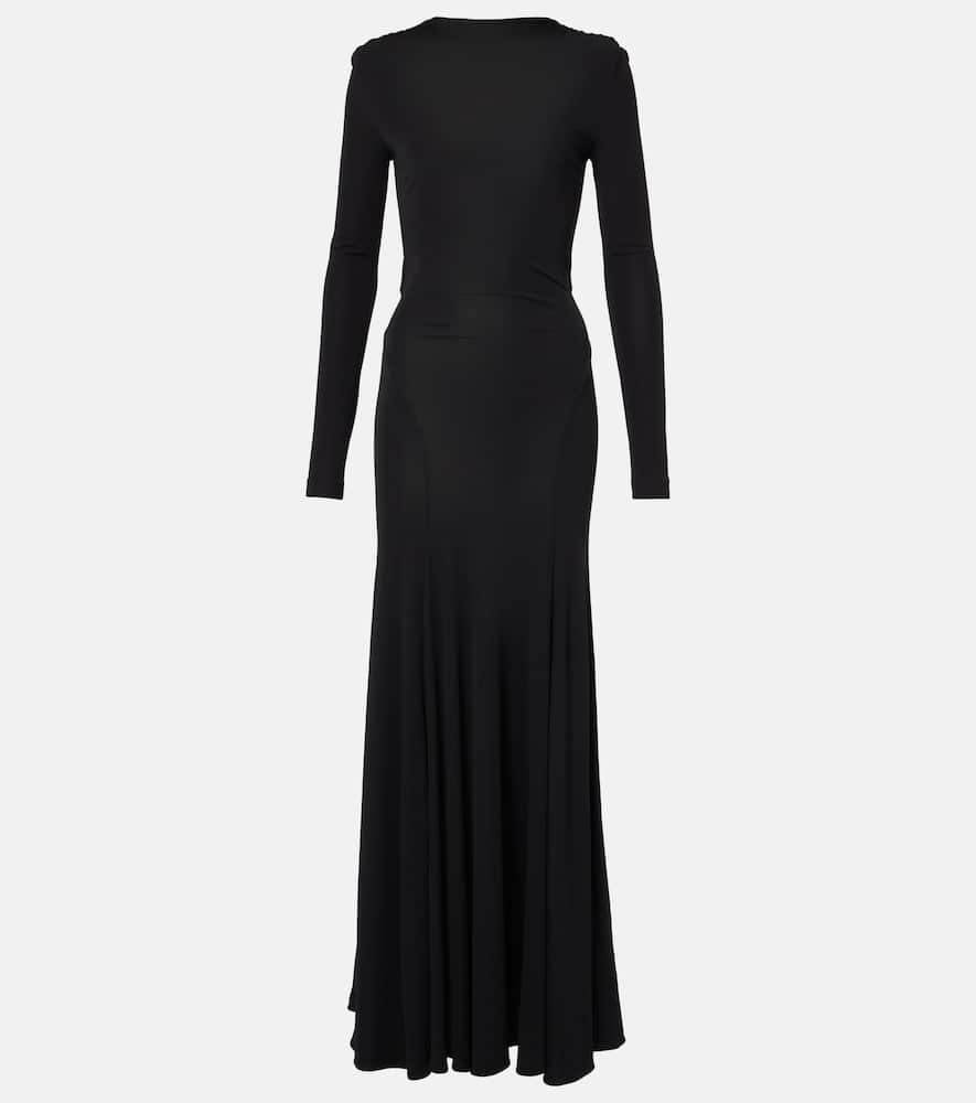 Christopher Esber Long Black Viscose Maxi Dress With Copper And Stone Decoration In Black