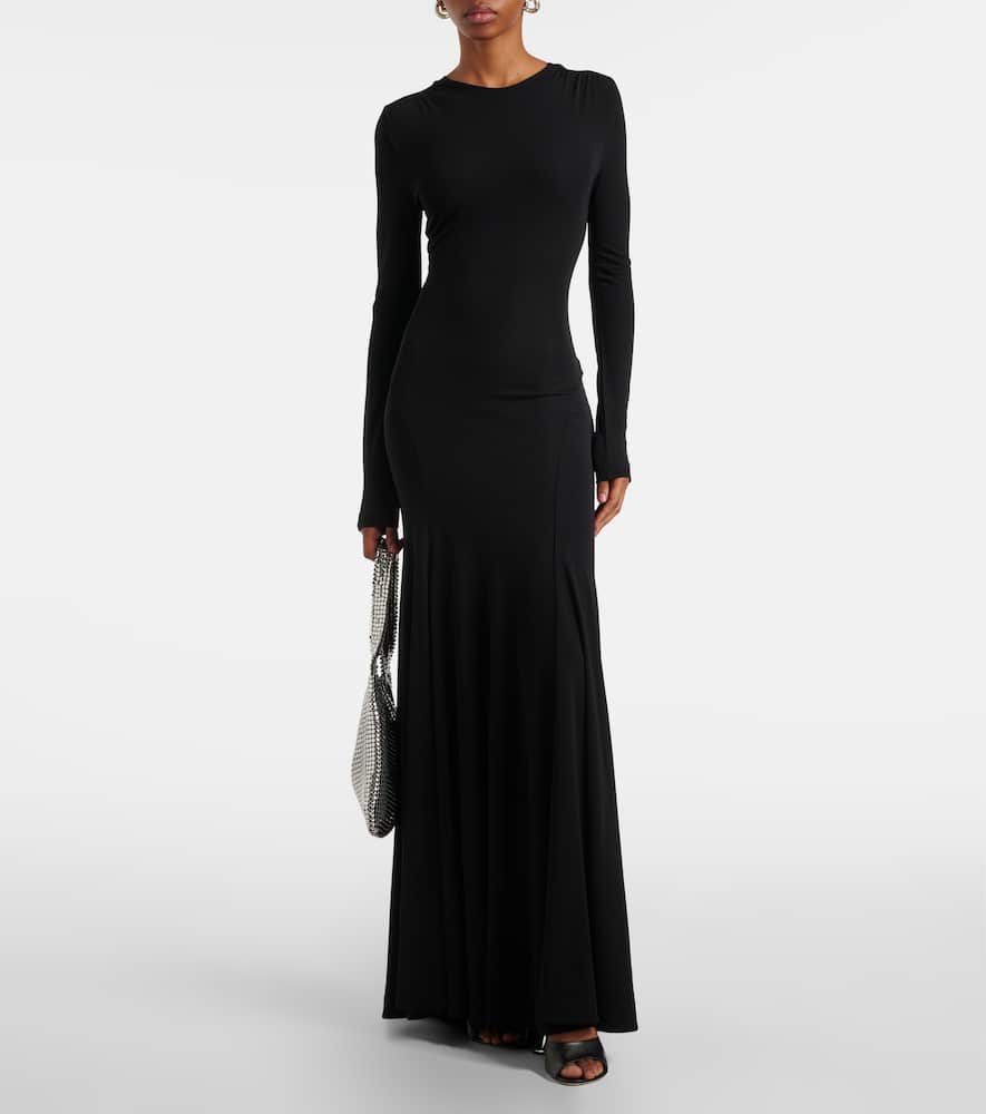 Christopher Esber Long Black Viscose Maxi Dress With Copper And Stone Decoration In Black