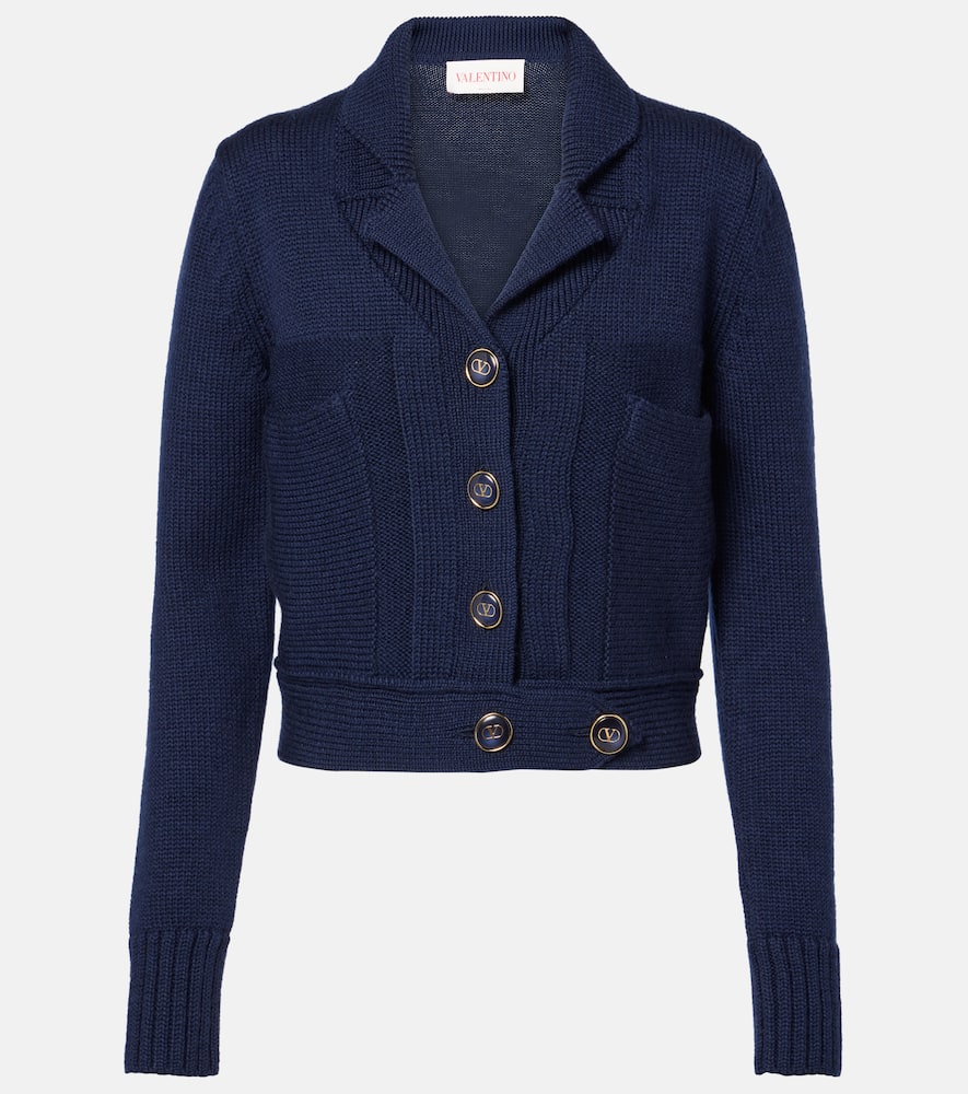 Valentino Cardigan Aus Wolle Und Baumwolle In Blau