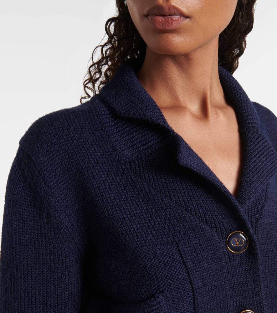 Valentino Cardigan Aus Wolle Und Baumwolle In Blau