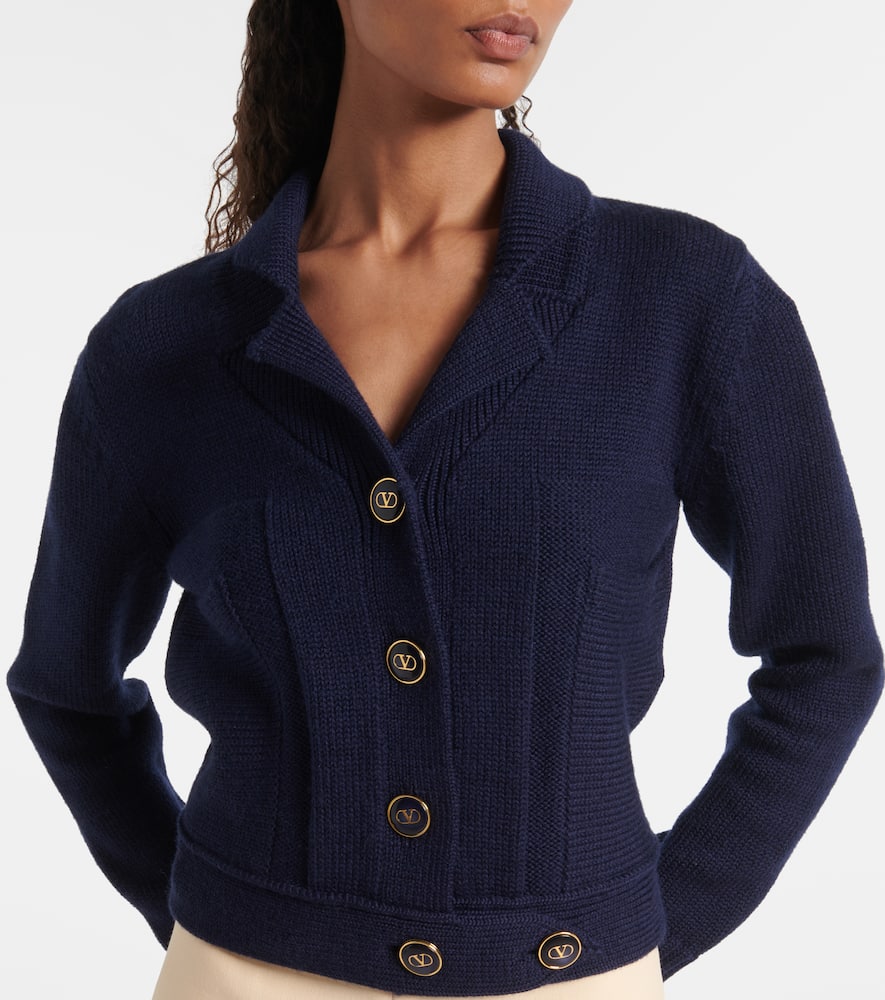 Valentino Cardigan Aus Wolle Und Baumwolle In Blau