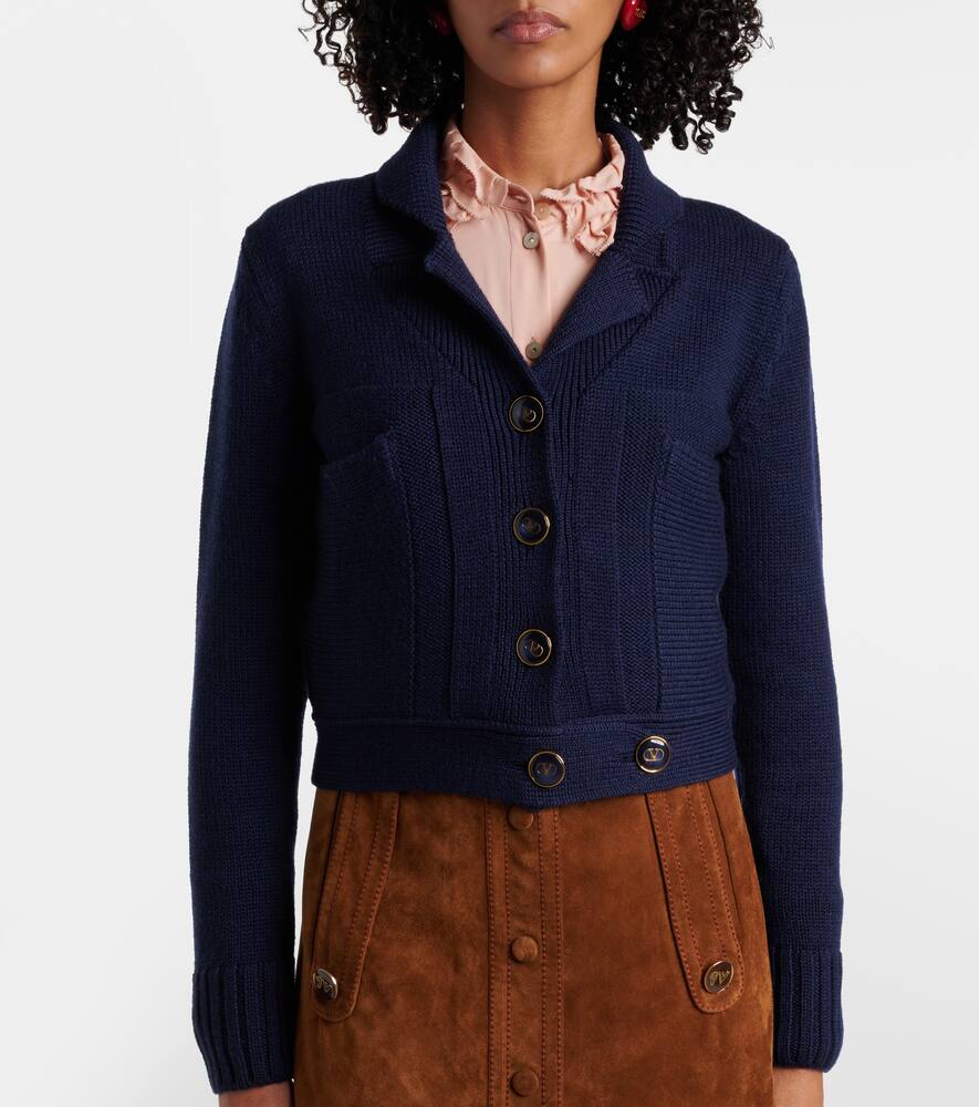 Valentino Cardigan Aus Wolle Und Baumwolle In Blau