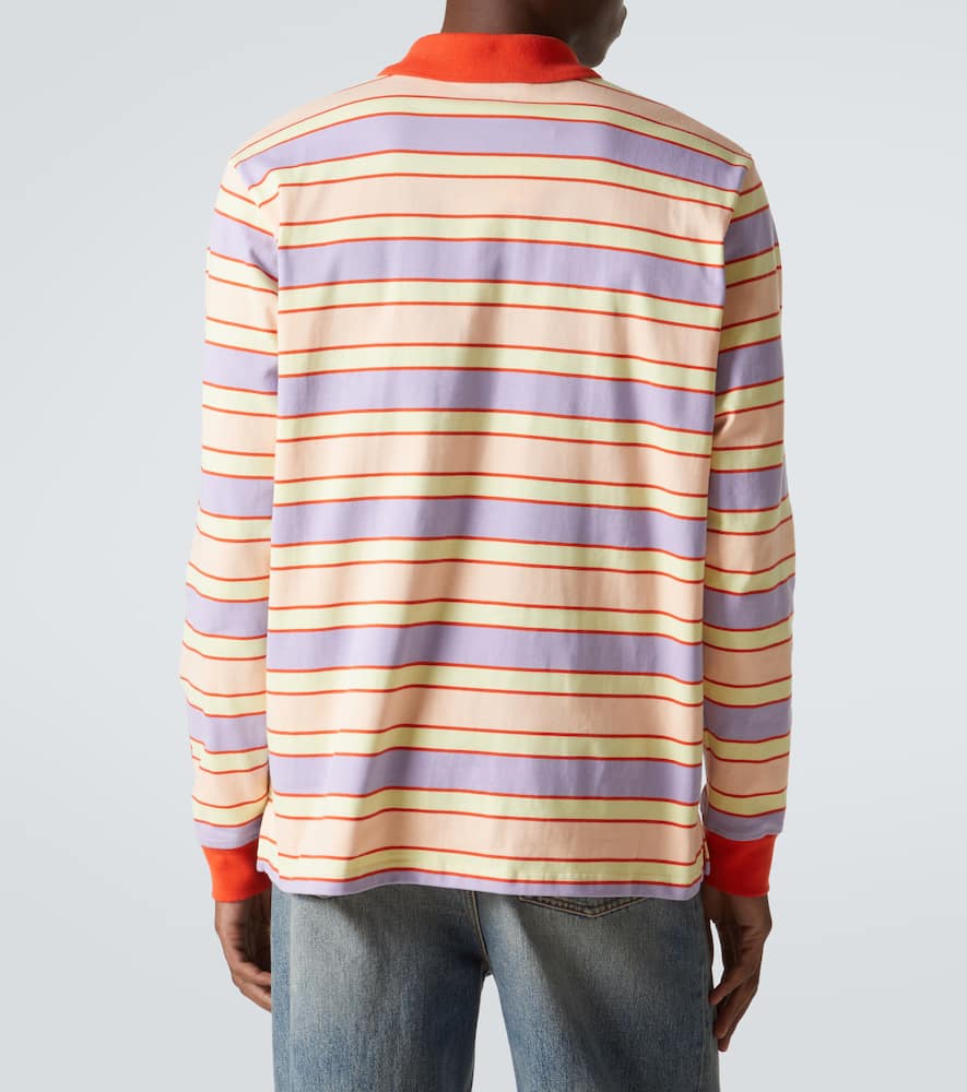 Jw Anderson Men Multicolor Polo Shirt With Logo Embroidery On The Sleeve And All-over Striped Motif  In Multicoloured