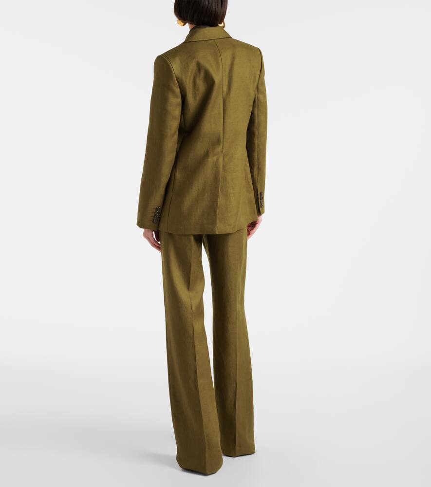 Shop Max Mara Guglia Linen Blazer In Brown