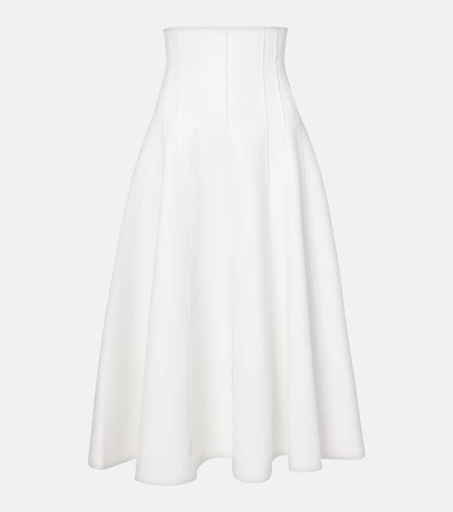 Norma Kamali Faux Leather Midi Skirt In White