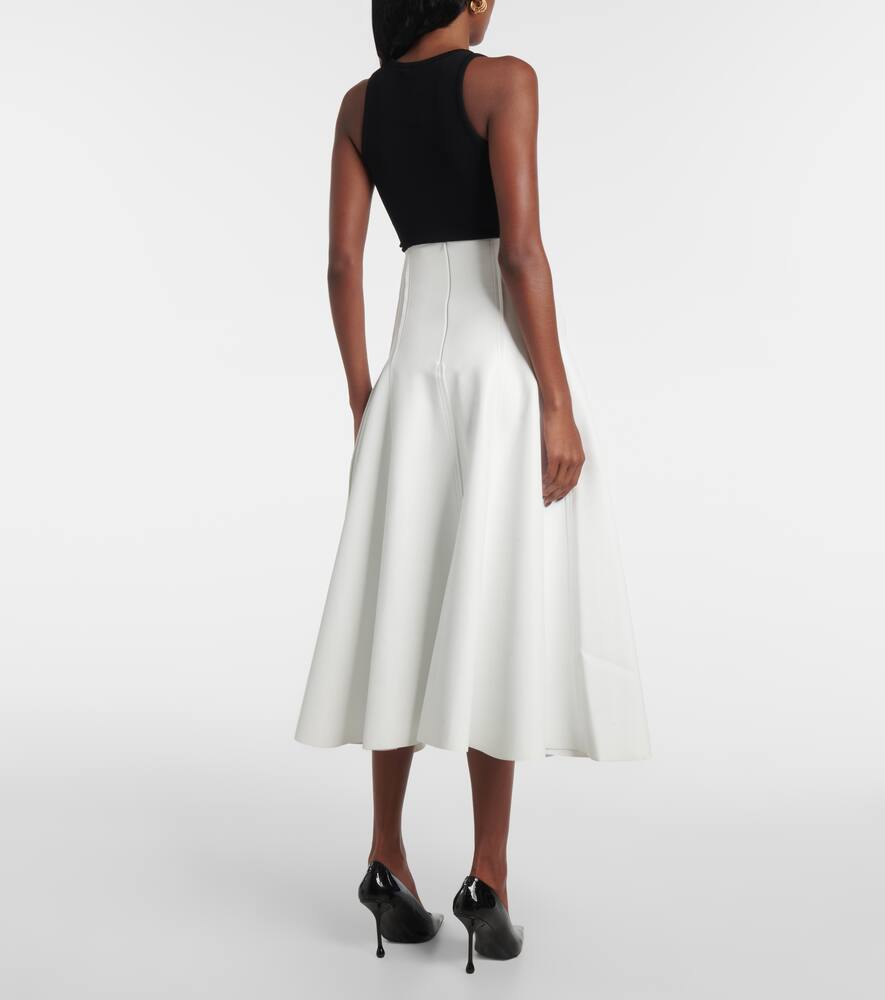 Norma Kamali Faux Leather Midi Skirt In White