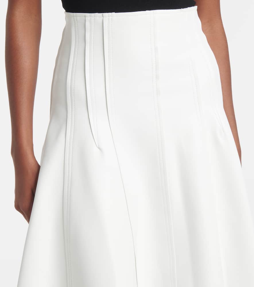 Norma Kamali Faux Leather Midi Skirt In White