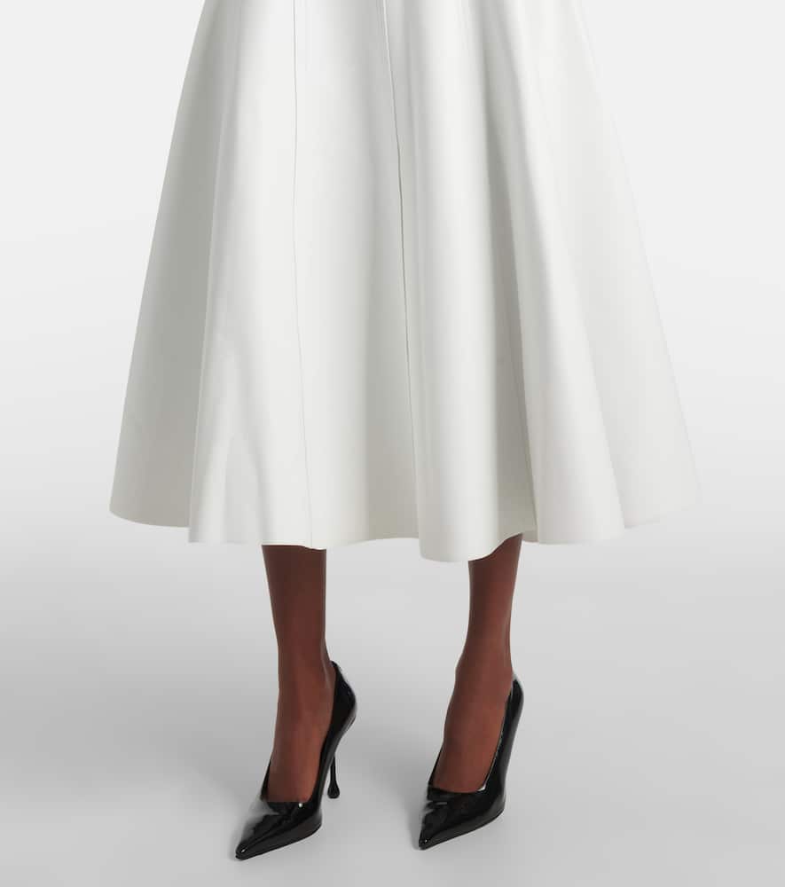 Norma Kamali Faux Leather Midi Skirt In White